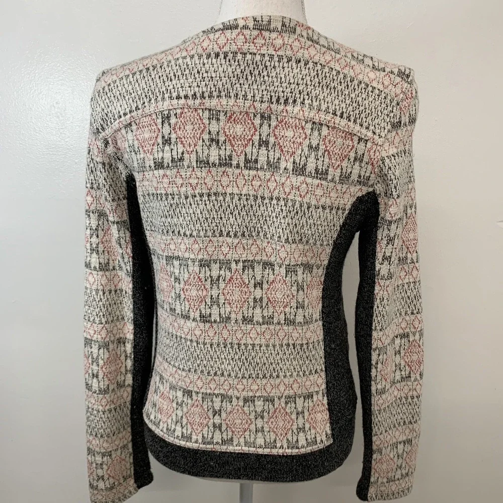 Lucky Brand Sweater Jacket Woman Medium Geometric Asymmetrical Zip Business Work
